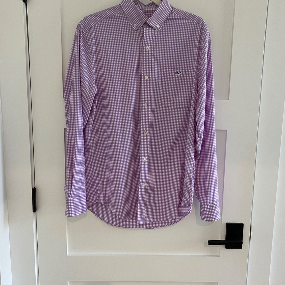 Men’s Vineyard Vines Wht/Lilac Performance Button Down- Size SM - Picture 7 of 15